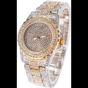 Round Luxury Women Watch Crystal Rhinestone Diamond Watches Stainless Steel